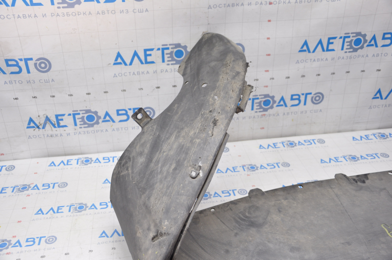 Tesla Model S 12-15 pre-restoration front bumper lip, structure, tears, creases, scratches, broken fasteners