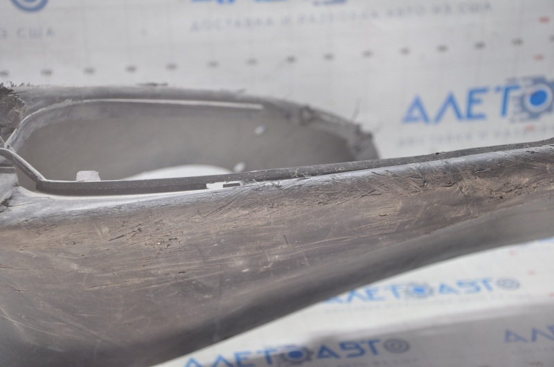 Tesla Model S 12-15 pre-restoration front bumper lip, structure, tears, creases, scratches, broken fasteners