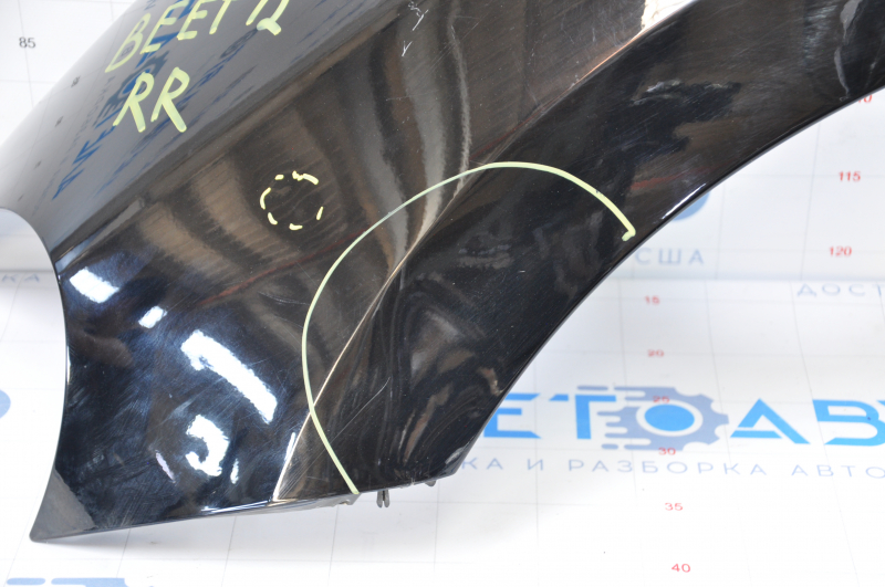 Rear right wing VW Beetle 12-19 black L041 dented in front, dent, bumps