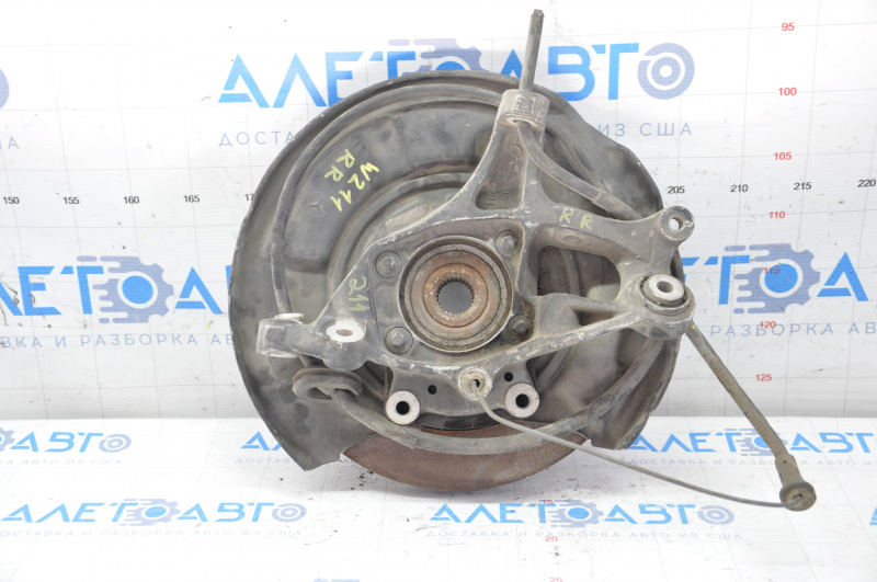 Trunnion with hub rear right Mercedes W211 with casing and brake disc
