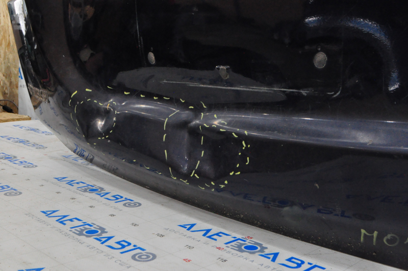 Naked trunk door with glass Mitsubishi Outlander 16-16 blue D14, dents, cracks