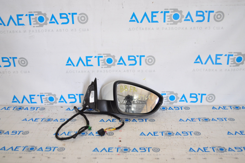 Side mirror right complete VW Passat b8 16-19 USA 10 pins, turn signal, white LC9A