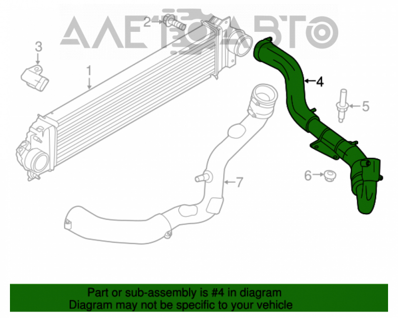 Rubber part of the pipe on the intercooler of the right Ford Fusion mk5 13-14 1.6T