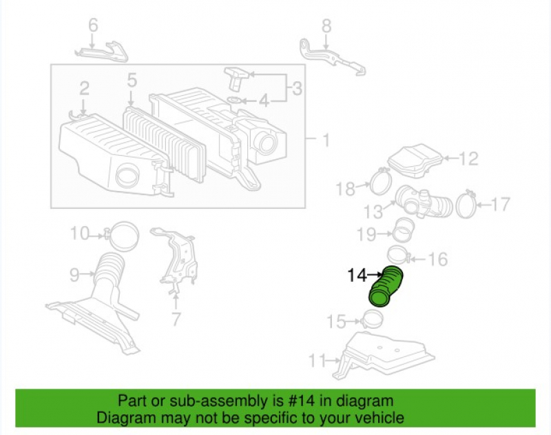 Air duct for garbage container Toyota Highlander 08-10 hybrid