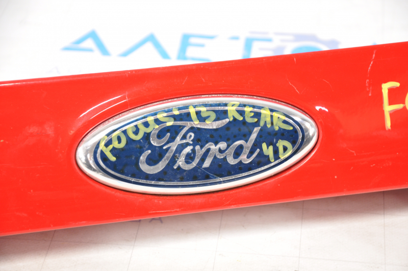Ford Focus mk3 11-18 trunk lid molding prerest 4d without camera with emblem, emblem defect