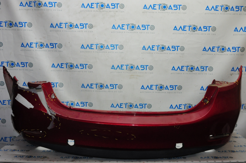 Rear bumper bare Mazda 6 13-17 usa red 41V, missing fragments, torn, broken, pressed, scratched