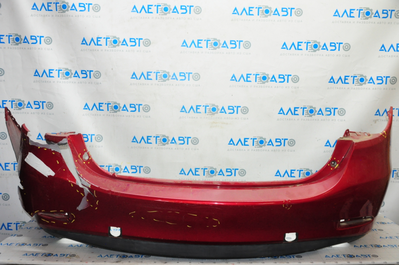 Rear bumper bare Mazda 6 13-17 usa red 41V, missing fragments, torn, broken, pressed, scratched