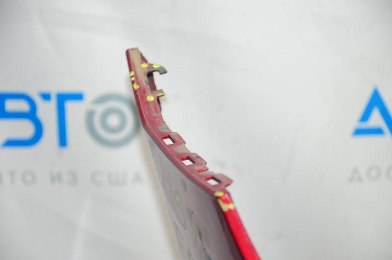 Front bare bumper Mazda 6 13-17 without washers and parking sensors, red 41V, broken fastening, pressed, scratched