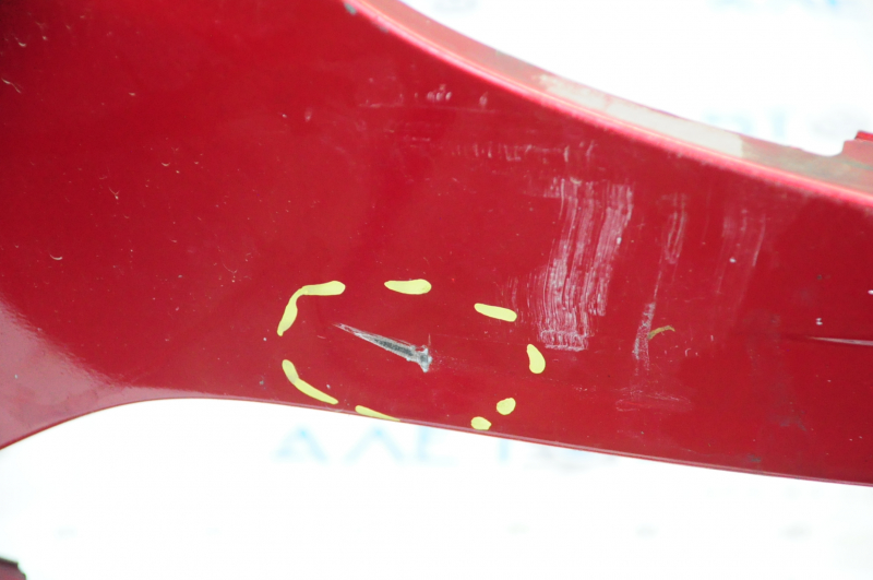 Front bare bumper Mazda 6 13-17 without washers and parking sensors, red 41V, broken fastening, pressed, scratched