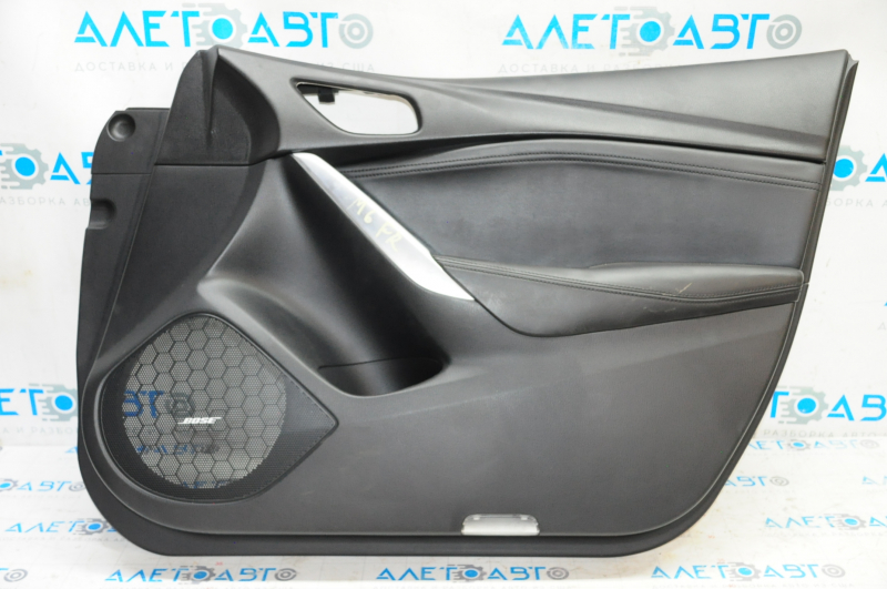 Door trim card front right Mazda 6 13-15 black with black insert leather, armrest leather, Bose, bumpers