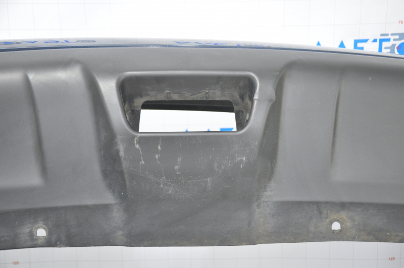 Rear bumper bare Nissan Rogue 14-16 blue dented from below, scratches