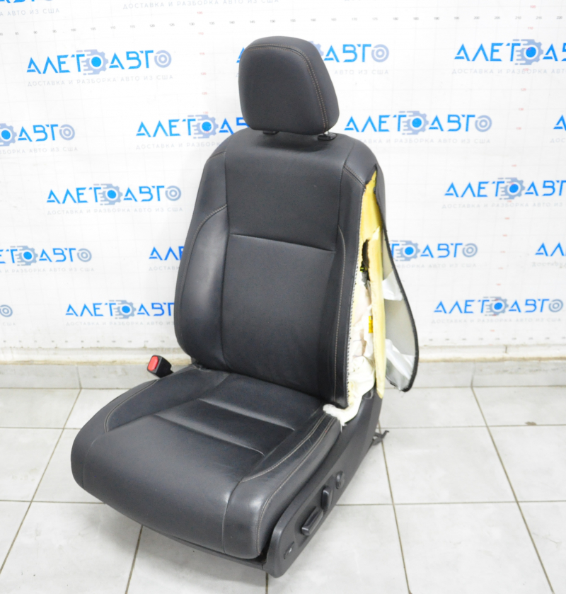 Driver's seat Toyota Highlander 14-18 without airbag, electric, leather black, shot