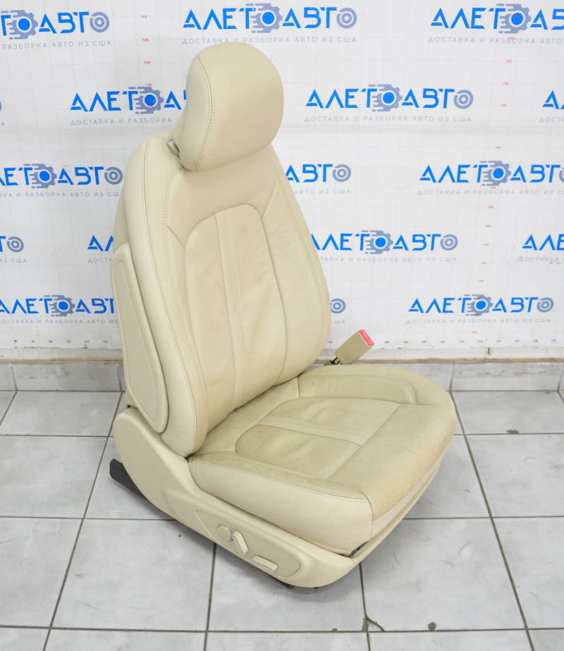 Passenger seat Lincoln MKZ 13-16 with airbag, electric, heated, leather beige, worn