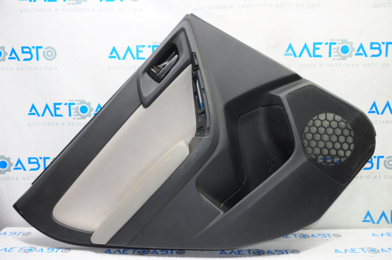Door trim card rear left Subaru Forester 14-15 SJ black with gray insert cloth, armrest leather, broken crepe