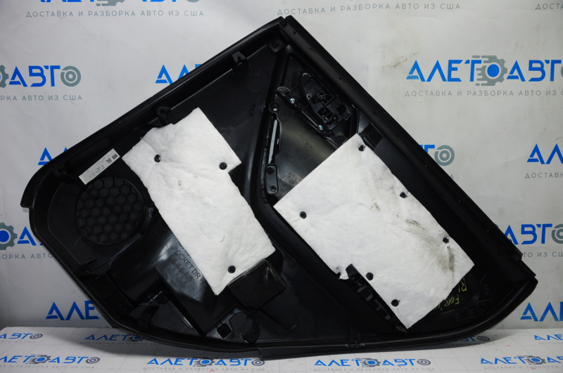 Door trim card rear left Subaru Forester 14-15 SJ black with gray insert cloth, armrest leather, broken crepe