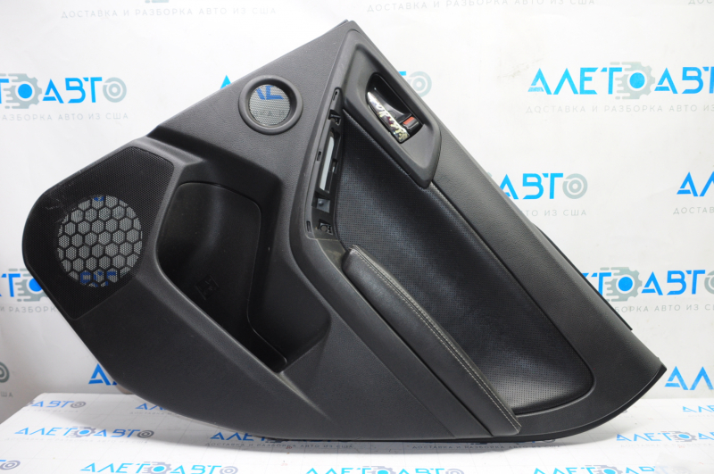 Door trim card rear right Subaru Forester 14-15 SJ black with black insert leather, armrest leather, harman kardon, scratches, breakage of fastener