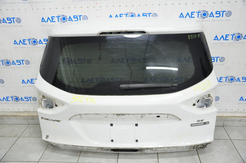 Naked trunk door with glass Ford Escape MK3 13-16 pre-rest, white YZ, with motor and leash, dented, bumps
