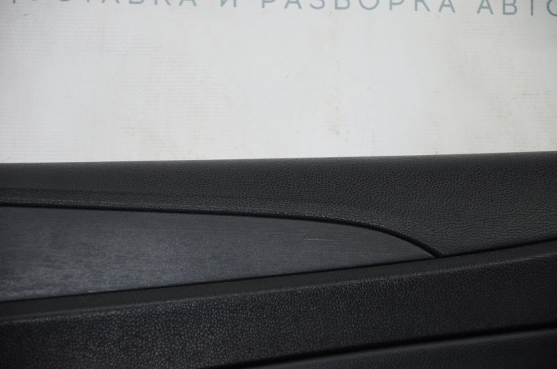 Door trim card front right Hyundai Sonata 11-14 black with black insert leather, armrest leather, black molding structure, dimension, scratches