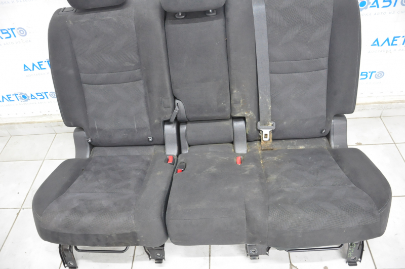 Rear row of seats 2nd row Nissan Rogue 14-16 cloth black, under chemical, burnt