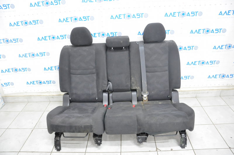Rear row of seats 2nd row Nissan Rogue 14-16 cloth black, under chemical, burnt