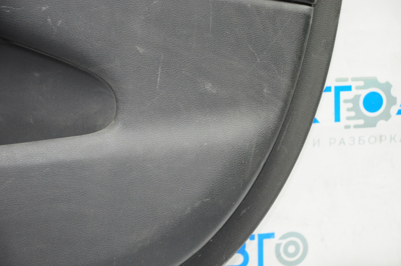 Door trim card front right Jeep Grand Cherokee WK2 14-17 black with black insert leather, armrest leather, black stitching, molding under black wood gloss, backlight, butt, scratches