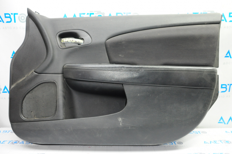 Door trim card front right Chrysler 200 11-14 black with black insert cloth, armrest leather, scratches, for dry cleaning