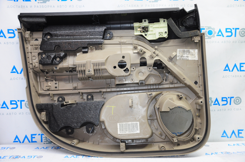 Door trim card front right Jeep Patriot 11-17 beige with beige insert leather, rubber armrest, creases