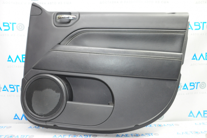 Door trim card front right Jeep Compass 11-16 black with black insert leather, armrest leather, white stitching