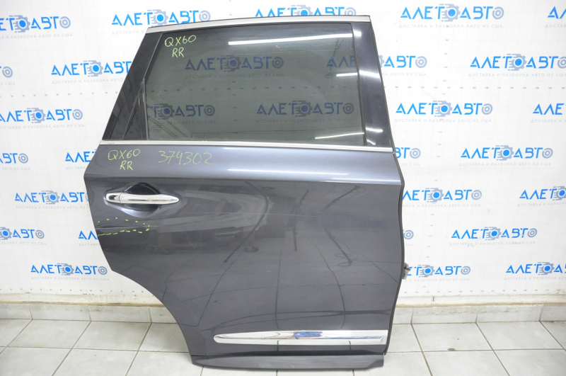 Door assembly rear right Infiniti JX35 QX60 13-13 graphite K50, dented, butt on chrome