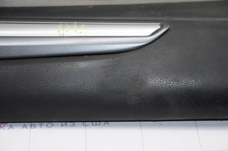 Door trim card front left Ford Fusion mk5 13-16 black with gray insert cloth, armrest leather, molding gray gloss, crack, rubbed, for dry cleaning