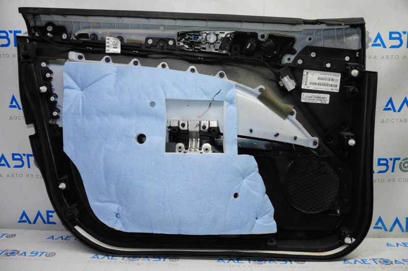 Door trim card front right Ford Fusion mk5 17-20 black with gray insert cloth, armrest leather, molding gray structure, scratches, bumps