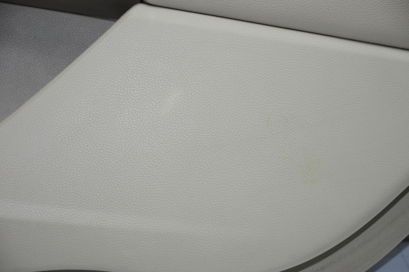 Door trim card rear right Ford Fusion mk5 13-16 beige with beige insert leather, armrest leather, molding under wood gloss, creased, scratches