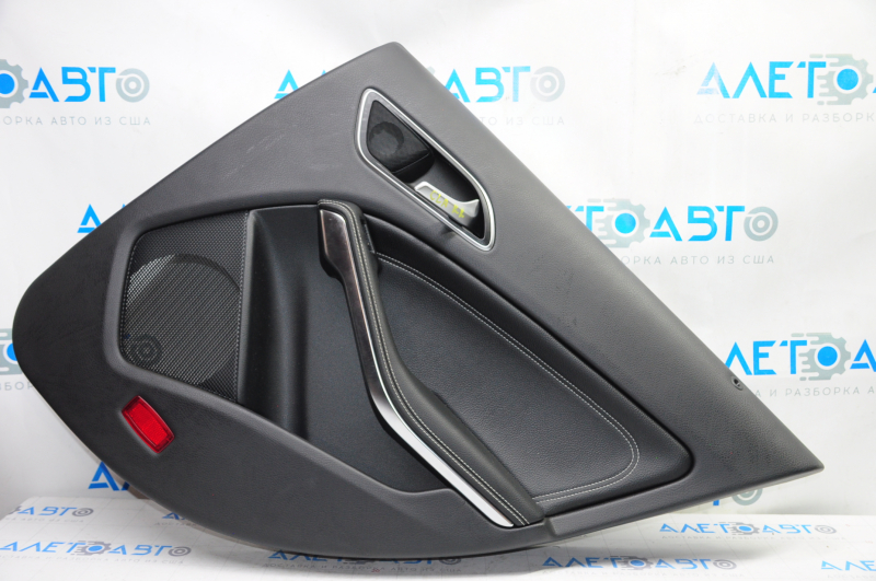 Door trim card rear right Mercedes CLA 14-19 black with black insert leather, armrest leather, tears
