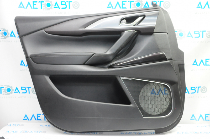 Door trim card front left Mazda CX-9 16-19 black with black insert leather, armrest leather, upper insert brown leather, BOSE