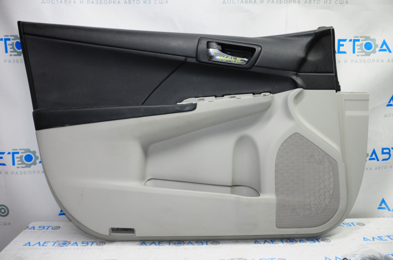 Door trim card front left Toyota Camry v50 12-14 usa gray with black insert plastic, armrest rubber, without reflector