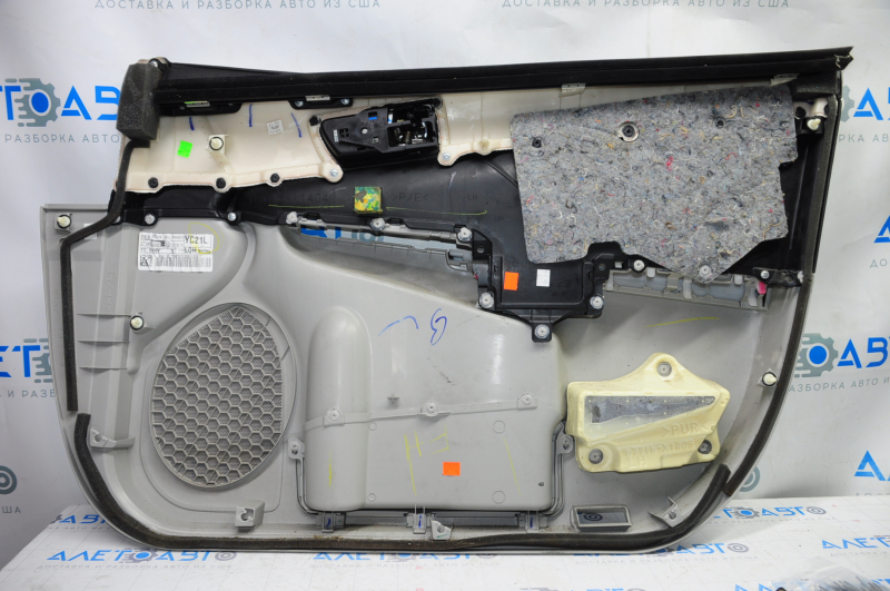 Door trim card front left Toyota Camry v50 12-14 usa gray with black insert plastic, armrest rubber, without reflector