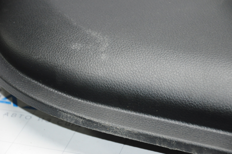 Door trim card front left Nissan Rogue 14-16 black with black insert plastic, armrest leather, molding graphite gloss, scratches