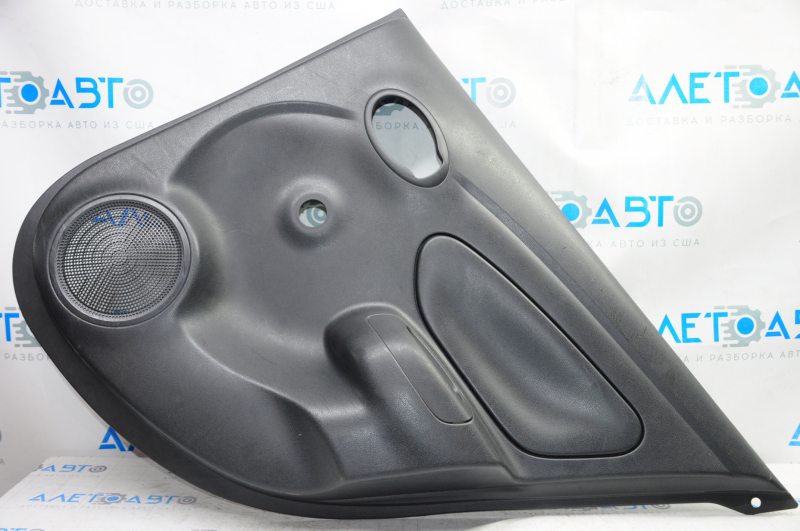 Door trim card rear right Nissan Versa 12-19 usa black with black insert plastic, under fur window lift, scratches