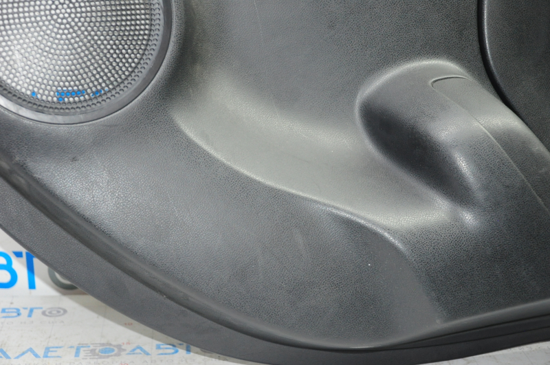 Door trim card rear right Nissan Versa 12-19 usa black with black insert plastic, under fur window lift, scratches