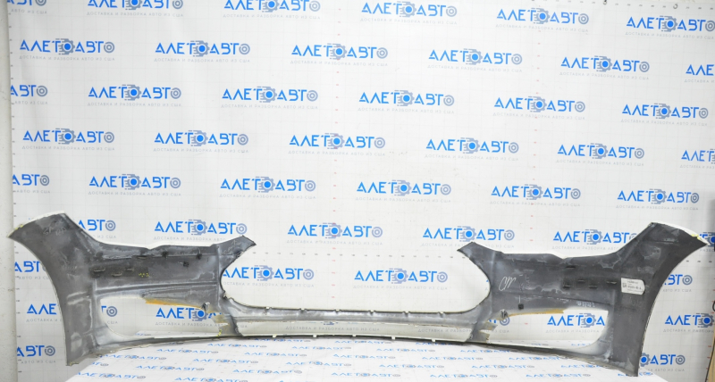 Front bumper bare Tesla Model S 12-15 pre-rest, without parking sensors, white, broken crepe, broken fragments, scratches