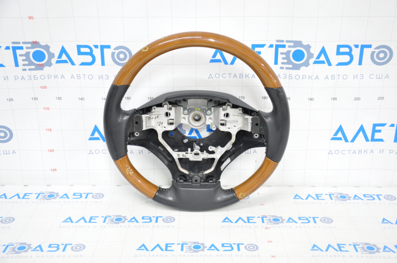 Naked steering wheel Lexus ES300h ES350 13-16 prerest leather black light wood scratches, pokes on wood