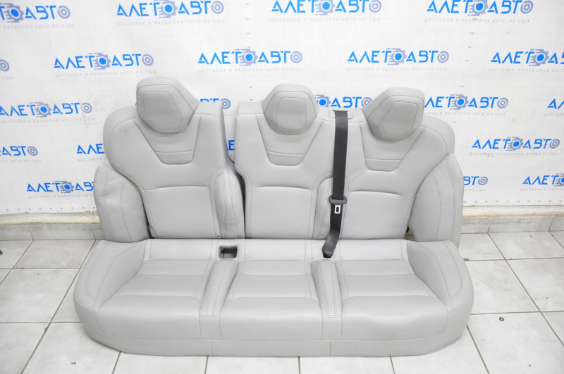 Back row of seats 2nd row Tesla Model S 12-15 pre-restyling, grey leather, heated, worn, PERFORMANCE