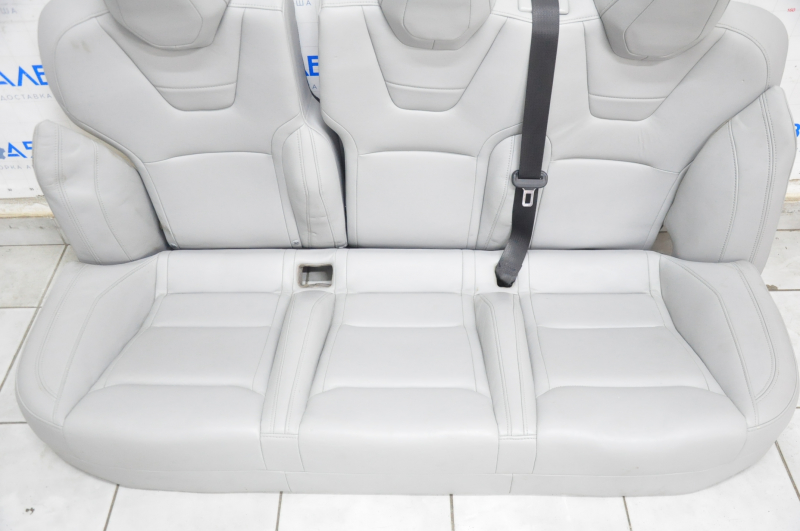 Back row of seats 2nd row Tesla Model S 12-15 pre-restyling, grey leather, heated, worn, PERFORMANCE