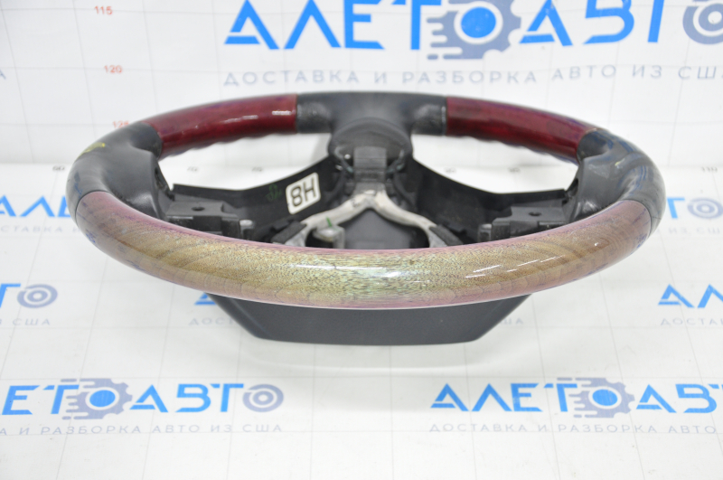 Steering wheel bare Lexus GS430 GS450h 06-07 leather black under mahogany, scratches on wood and leather, burnt wood