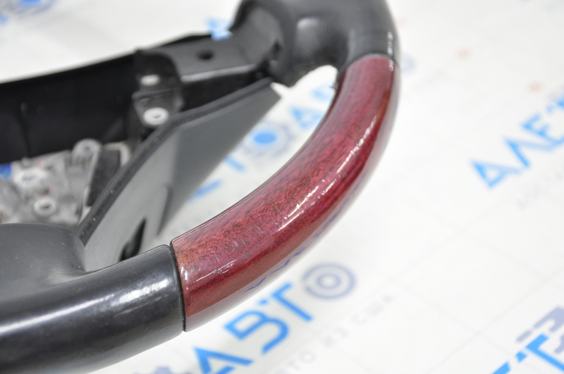 Steering wheel bare Lexus GS430 GS450h 06-07 leather black under mahogany, scratches on wood and leather, burnt wood