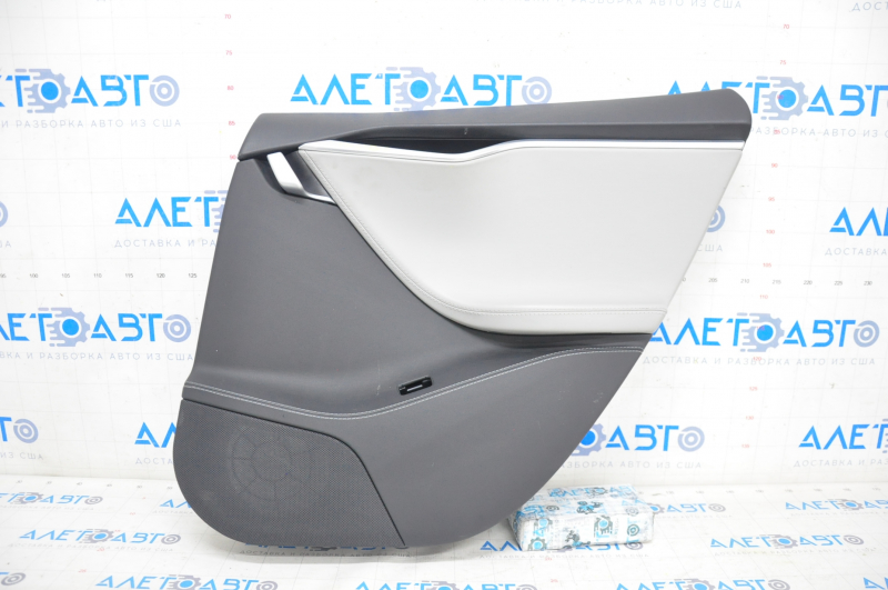 Door trim card rear right Tesla Model S 12-15 pre-rest black, with gray insert, with backlight, butt on chrome