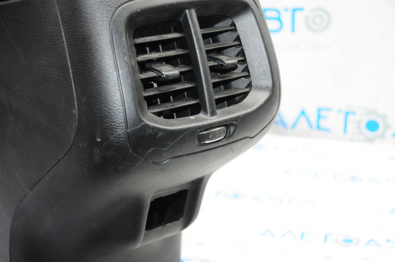 Console center armrest and cup holders Jeep Cherokee KL 14-18 black leather, white stitching, scratches