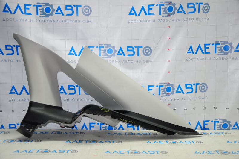 Upper right rear pillar trim Ford Fusion mk5 13-16 gray with black trim, broken fastener, plastic turned white