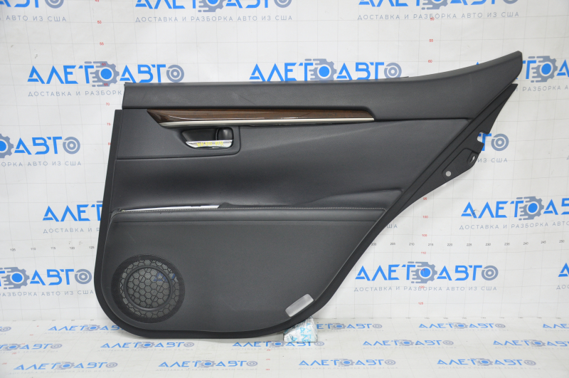 Door trim card rear right Lexus ES300h ES350 13-18 black leather, molding under dark wood scratches