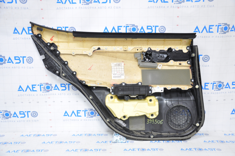 Door trim card rear right Lexus ES300h ES350 13-18 black leather, molding under dark wood scratches